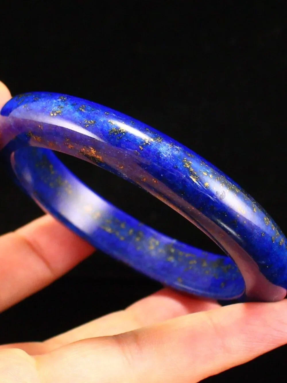 Natural Royal Blue Lapis Lazuli Bangle Bracelet 61.241g ID. 60.4mm Certified